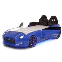 Ліжко машина синя з підсвічуванням Порше-911